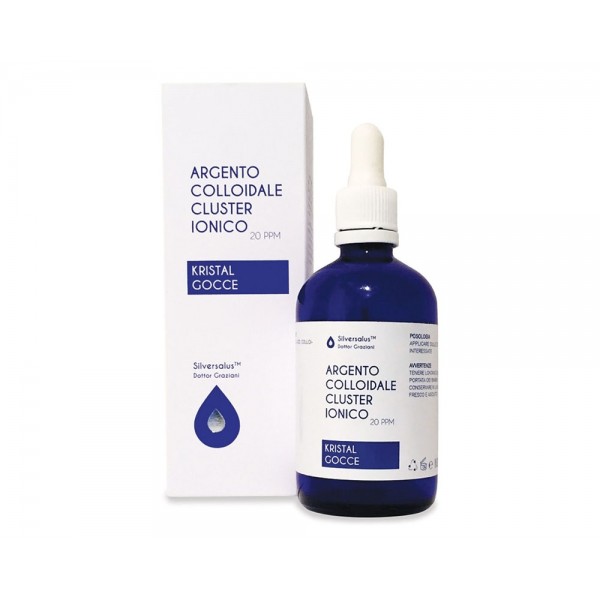 Argento Colloidale Cluster Ionico 20PPM Kristal Gocce 100ml Silversalus