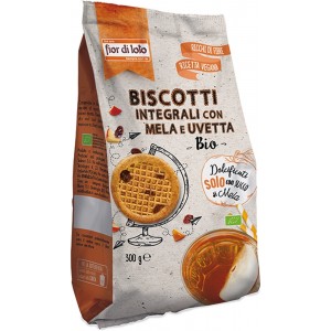 Biscotti Vegani con Mela e Uvetta Senza Zuccheri Aggiunti 300gr Fior di Loto