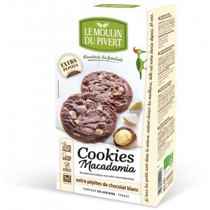 Cookies con noci di Macadamia e pepite di Cioccolato bianco 175g Le Moulin du pivert