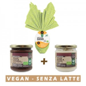 Uovo di pasqua Vegan + Duo creme spalmabile vegan bianca e cacao e nocciola