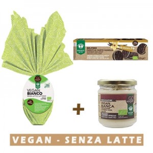 Uovo di pasqua Bianco Vegan + Crema vegan ciok Bianca + Biscotti Ripieni alla Vaniglia