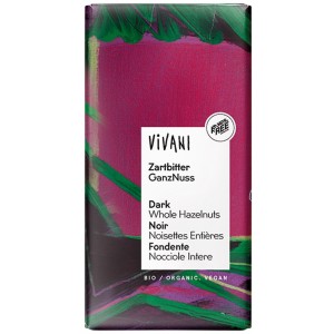 Cioccolato fondente con nocciole intere 100g VIVANI