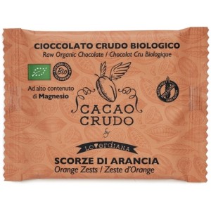 Cioccolato fondente crudo con scorze di arancia 30g Cacao Crudo