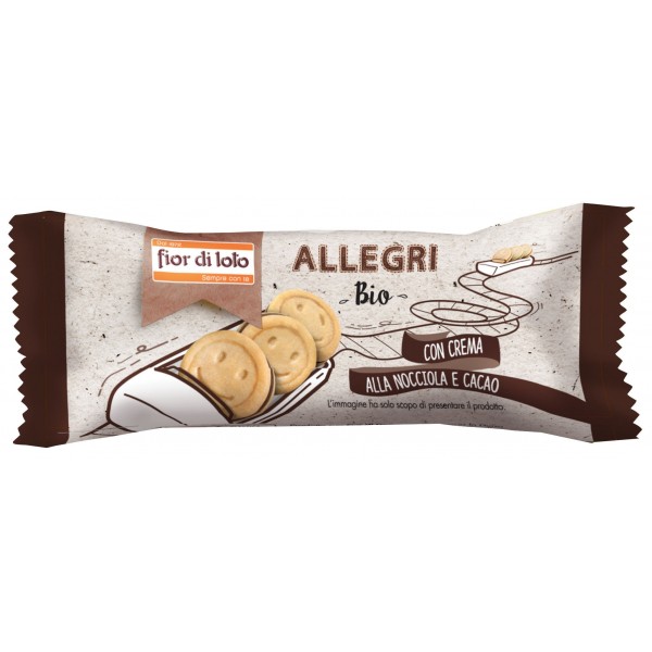 Allegri Biscotti farciti con crema alla nocciola 45g Fior di Loto