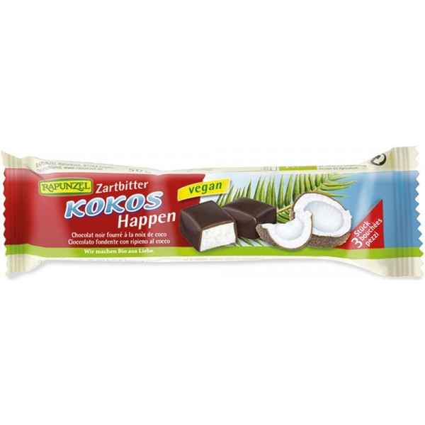 Barretta di Cioccolato Fondente ripiena al Cocco 50g Rapunzel