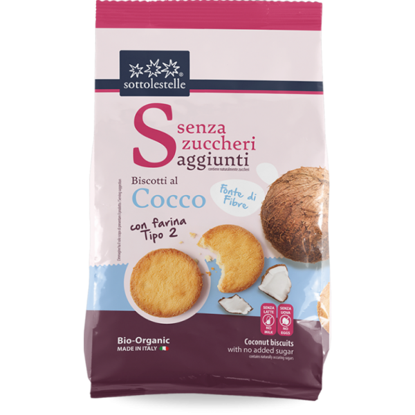 Biscotti al Cocco Senza Zuccheri Aggiunti 250gr Sottolestelle