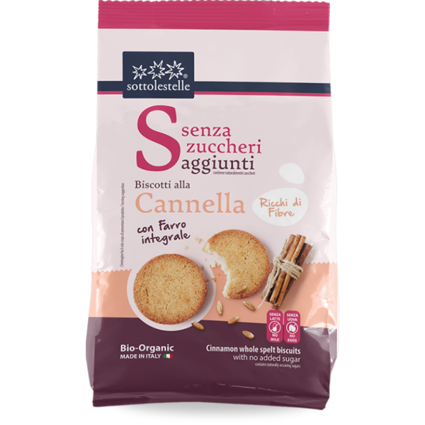 Biscotti di Farro Integrale alla Cannella Senza Zuccheri Aggiunti 250gr Sottolestelle