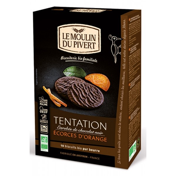 Biscotti Tentation all'Arancia con Cioccolato Fondente 130g Le Moulin Du Pivert