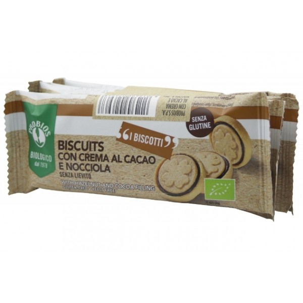 Biscuits con Crema al Cacao e Nocciola Senza Glutine 96g Probios