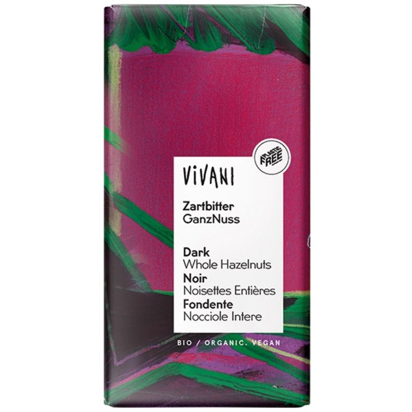 Cioccolato fondente con nocciole intere 100g VIVANI