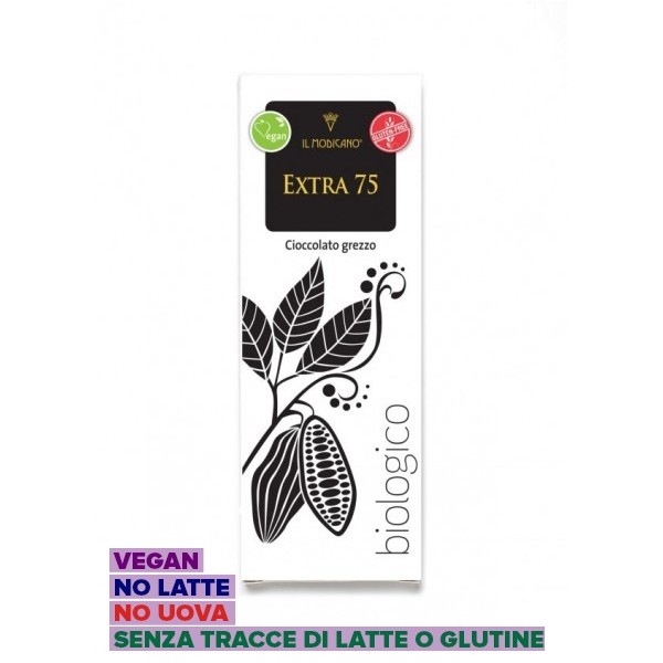 Cioccolato Grezzo Extra Fondente 75% Vegano Senza Glutine 60g Il Modicano