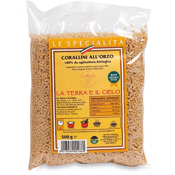 Corallini integrali con farina d'orzo 500g La Terra e Il Cielo