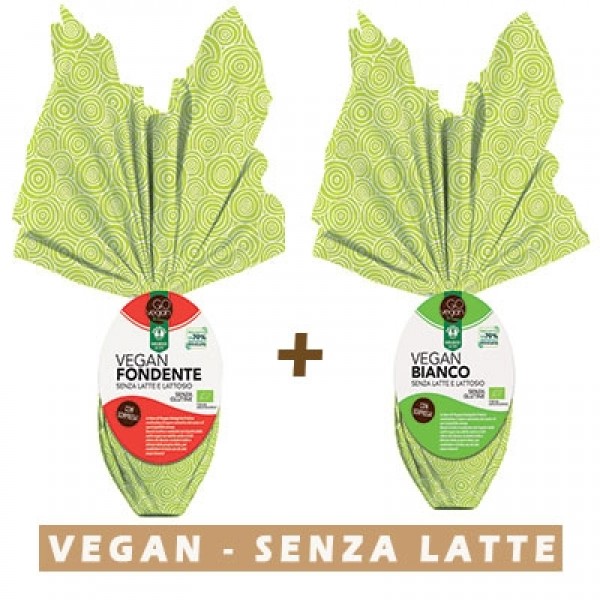 Uovo di Pasqua Vegan Bianco + Uovo di Pasqua Vegan con cioccolato fondente