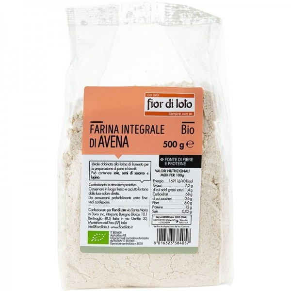 Farina integrale di avena 500g Fior di Loto