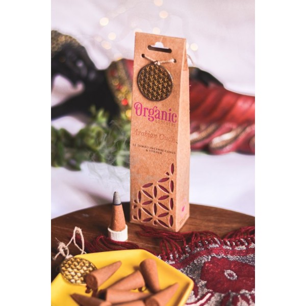 Incenso in coni Arabian Oudh con brucia coni da 12 coni Organic Goodness