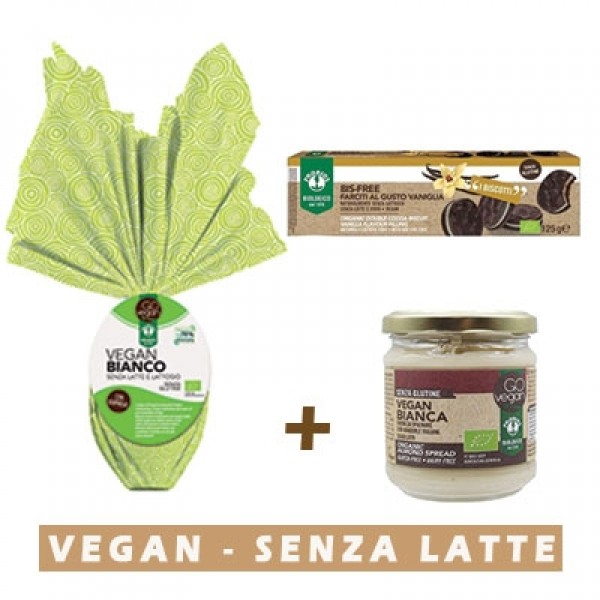 Uovo di pasqua Bianco Vegan + Crema vegan ciok Bianca + Biscotti Ripieni alla Vaniglia