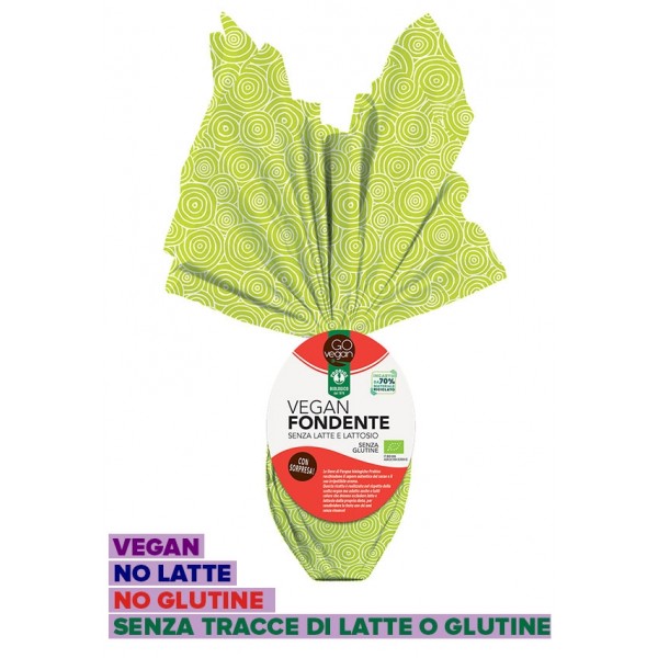 Uovo di Pasqua Vegan senza latte con cioccolato fondente senza glutine 200g Probios