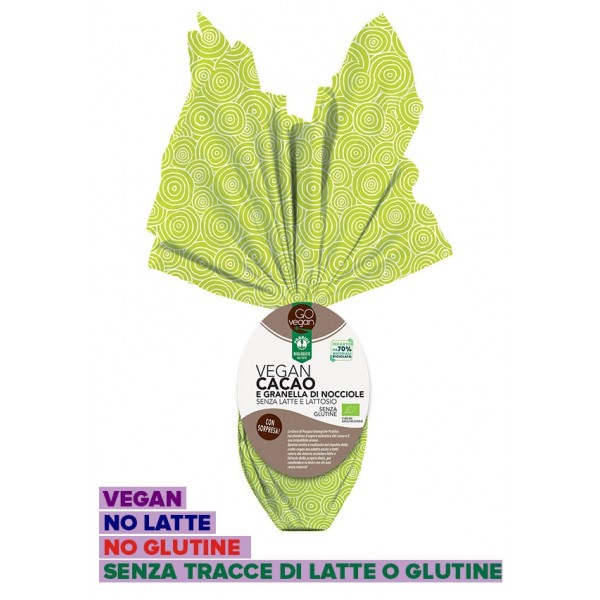 Uovo di Pasqua Vegan senza latte con Granella di Nocciole senza glutine 200g Probios